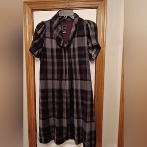 Purple and black checkered dress
